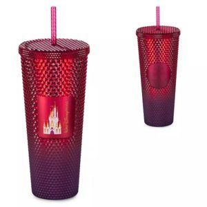 DISNEY STARBUCKS WDW CINDERELLA'S CASTLE RED PURPLE OMBRE GEOMETRIC TUMBLER 24oz